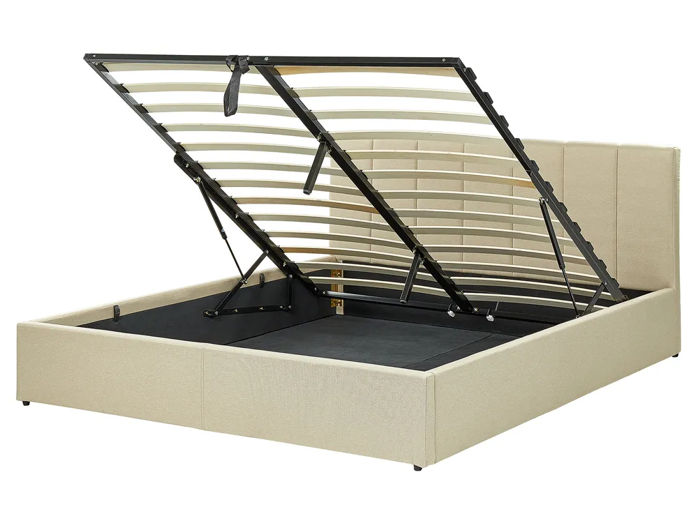 Ottoman Bed DREUX Fabric Beige 160 x 200 cm (EU King Size)