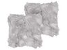 Set of 2 Decorative Cushions LUBHA 42 x 42 cm Faux Fur Light Grey Solid
