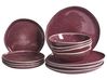 Set of 12 Dinnerware HOPS Stoneware Burgundy