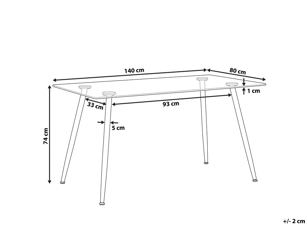 Ruokapöytä MIDLAND Musta 140 cm 80 cm Karkaistu lasi_785949