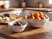 Set of 2 Bowls MINYA Mango Wood Light Brown_1184111