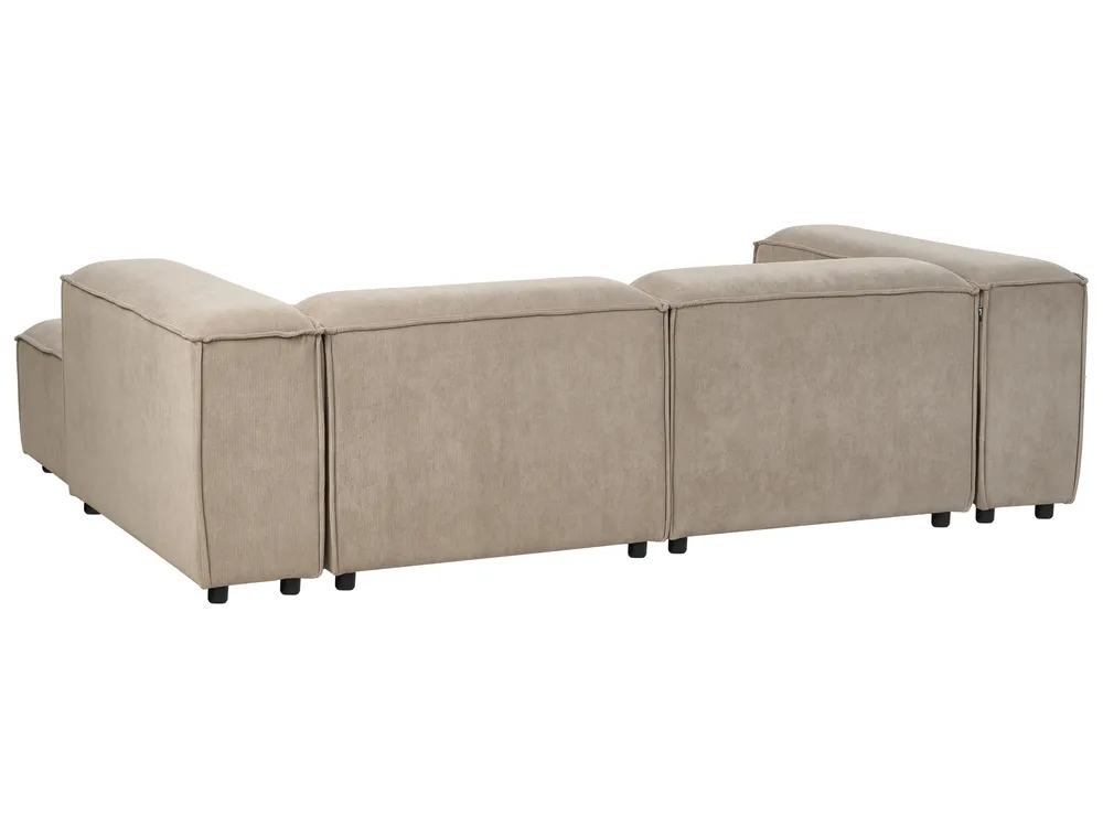 Modular Corner Sofa 2 Seater ARDAL with Ottoman Corduroy Light Brown Left Hand_940679