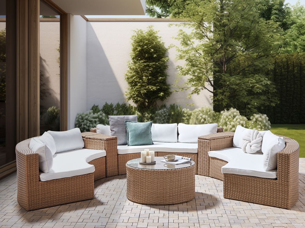 Trädgårdssoffgrupp med bord 9-sits SEVERO Konstrotting Beige