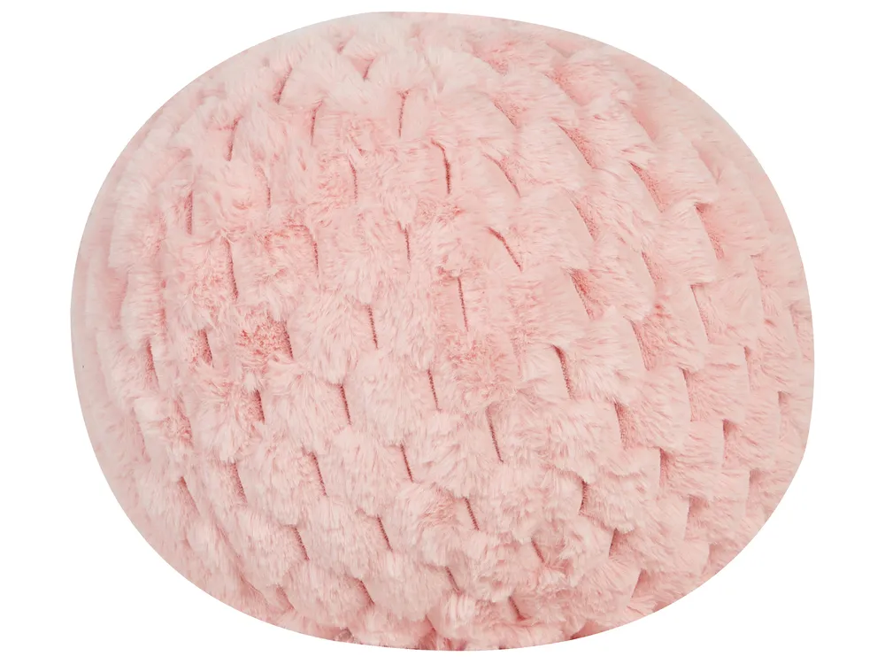 Throw Cushion ROSEA 30 x 30 cm Faux Fur Pink Solid
