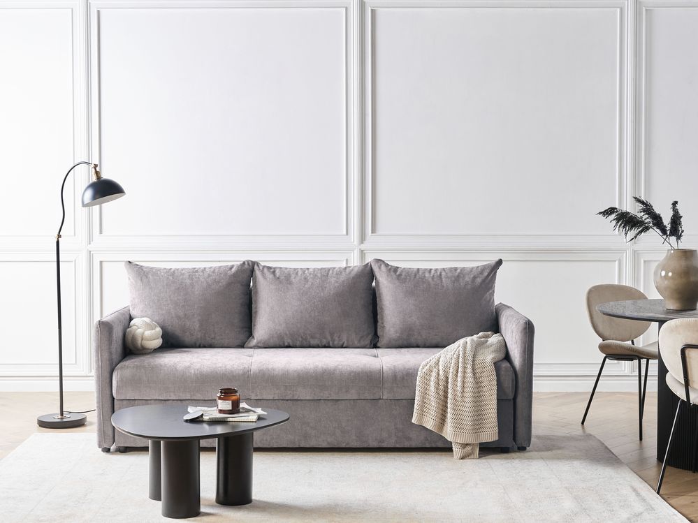 Bäddsoffa 3-sits HOLSEN med förvaring Chenille Taupe