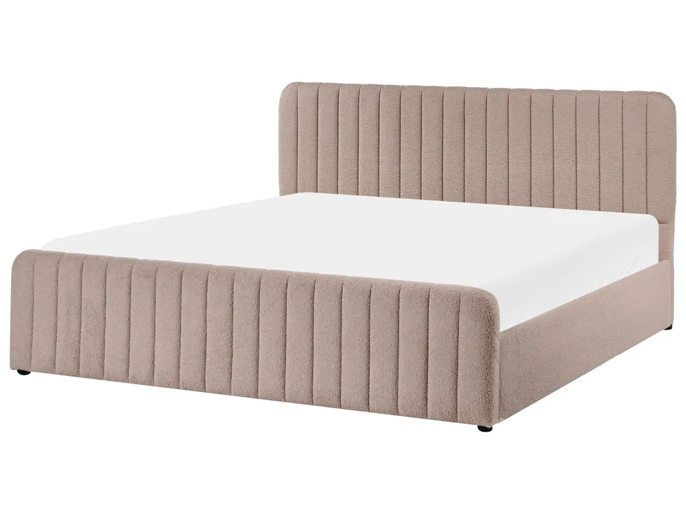 Säng med förvaring LUNAN Bouclé Taupe 180 x 200 cm_1048586