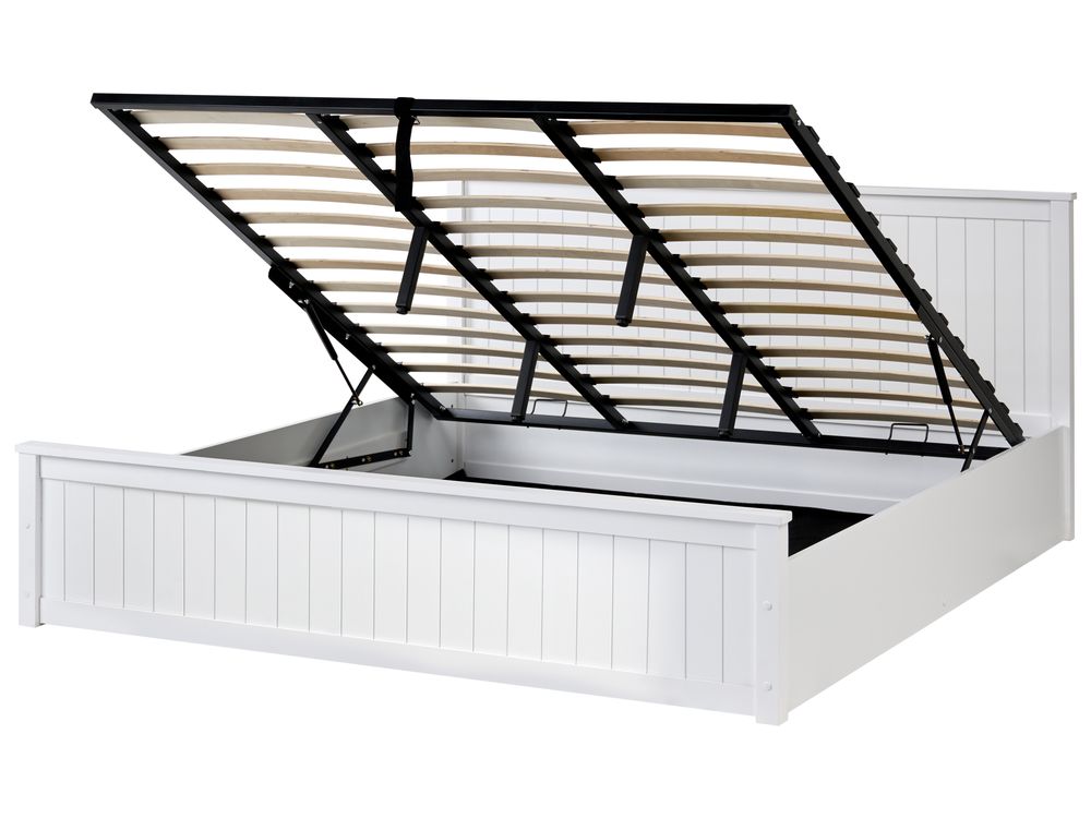Seng med oppbevaring LAMBRES Furutre Hvit 180 x 200 cm