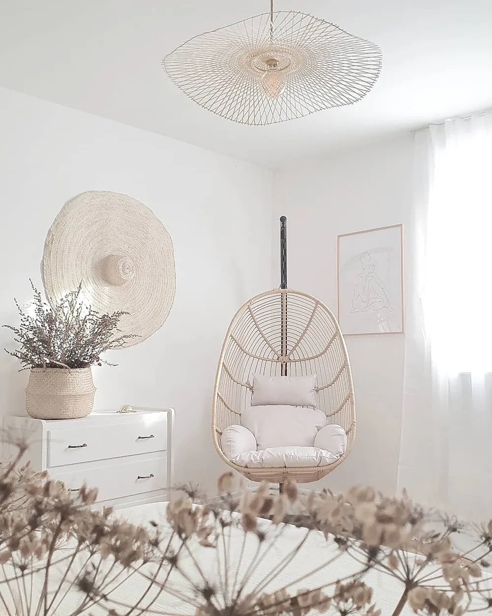Hanging Chair with Stand CASOLI PE Rattan Natural_846039