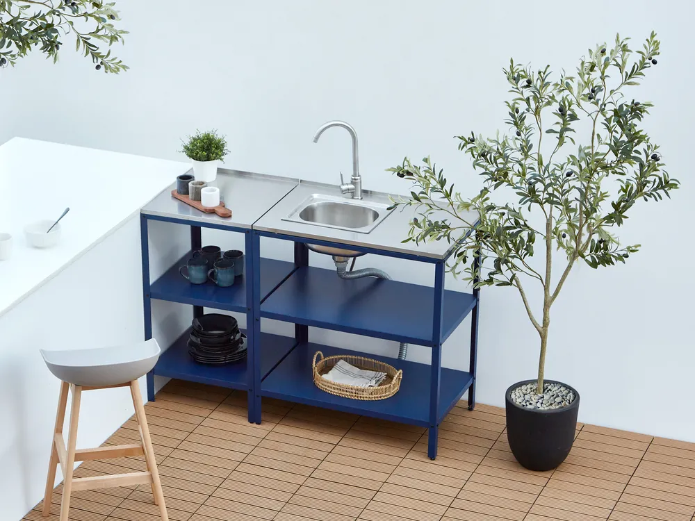 Outdoor Kitchen Island with Sink VILAMA Blue
