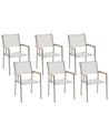 Set of 6 Garden Chairs GROSSETO Stainless Steel White