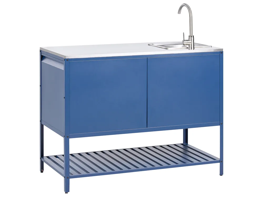 2 Piece Outdoor Kitchen Set with Sink MAENZA Blue Metal_1044877
