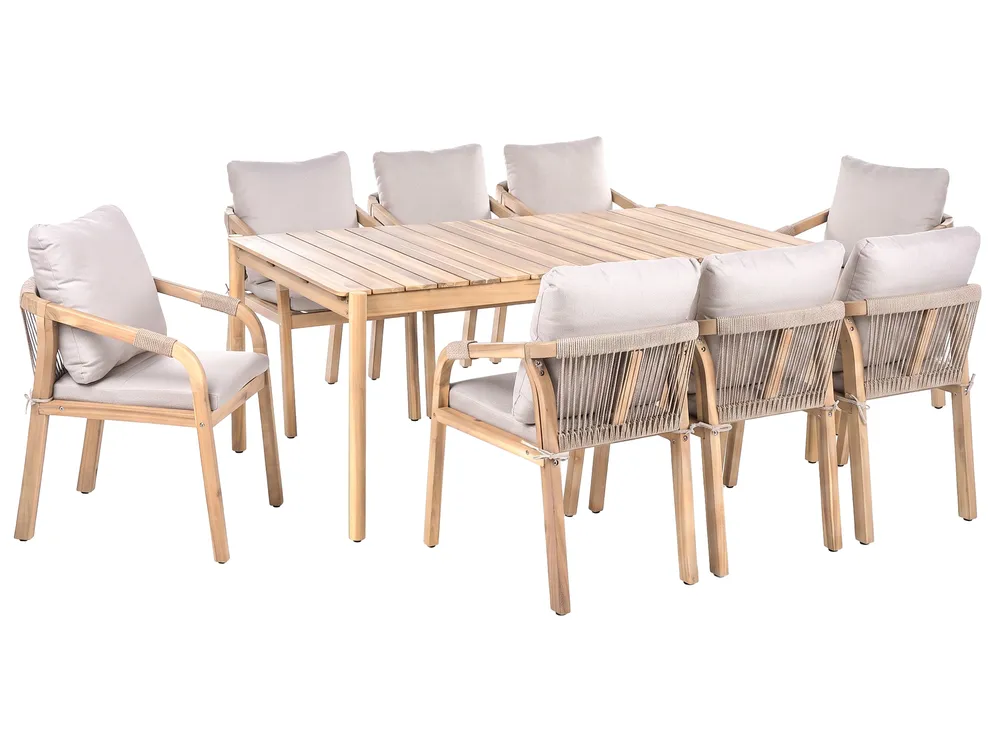 Garden Dining Set 8 Seater MANADO / SUMBA Acacia Wood Light Brown