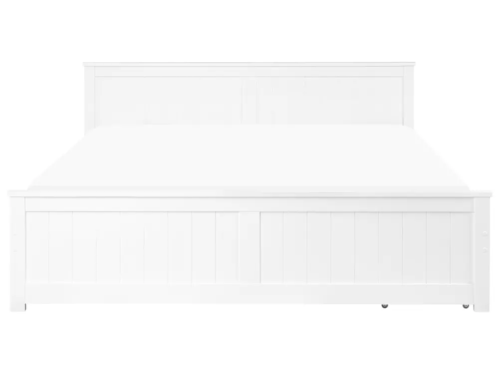 Bed with 2 Drawers SABRAN Pine Wood White 180 x 200 cm (EU Super King)_1061325