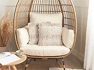 Set med 2 prydnadskuddar VILLUR 45 x 45 cm Bomull Beige Randigt_1177588