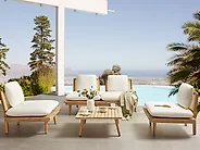 Garden Lounge Set with Table 4 Seater ACCADIA Certified Acacia Wood Light Beige_1183622