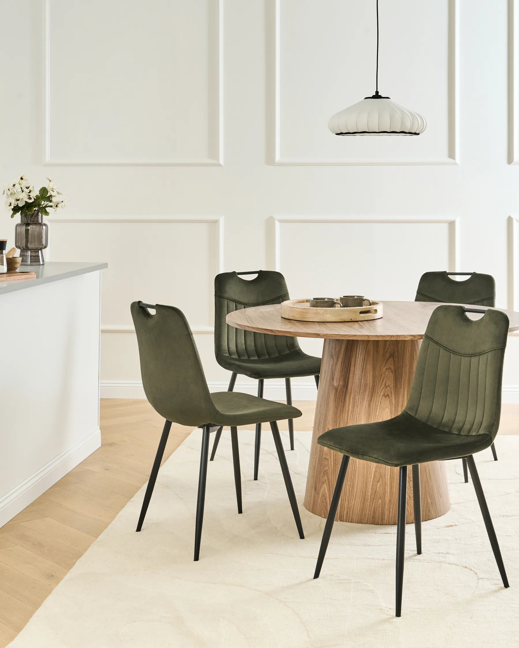 Set med 4 matstolar ARGYLE Sammet Mörkgrön_995876