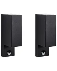 Set of 2 Outdoor Wall Lights LYNE with Motion Sensor Black_1102643