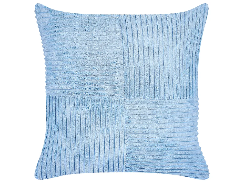 Set of 2 Decorative Cushions MILLET 43 x 43 cm Corduroy Blue Geometric Pattern_854656