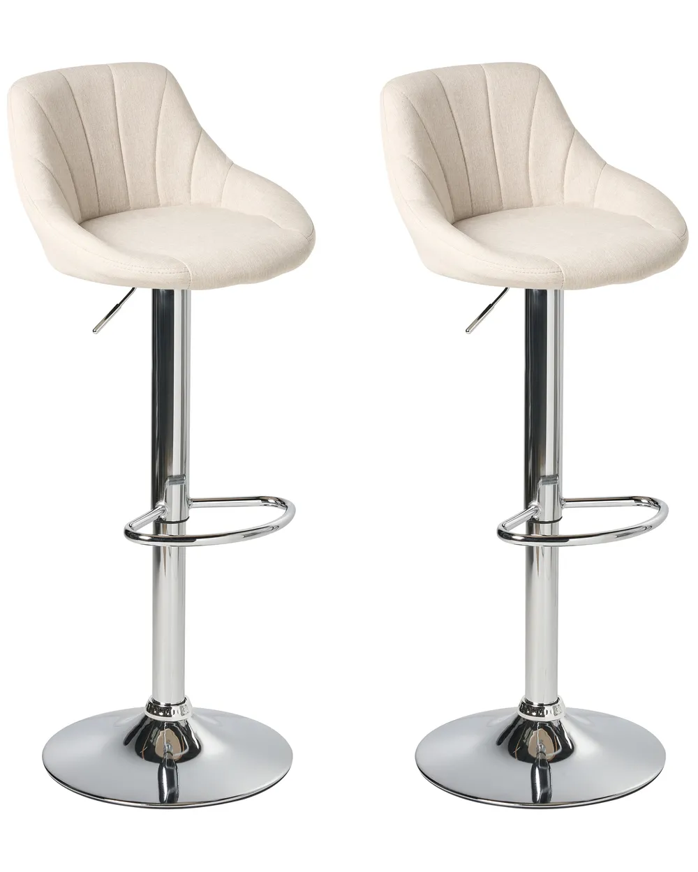 Set of 2 Bar Stools LUCCA Swivel Fabric Light Beige