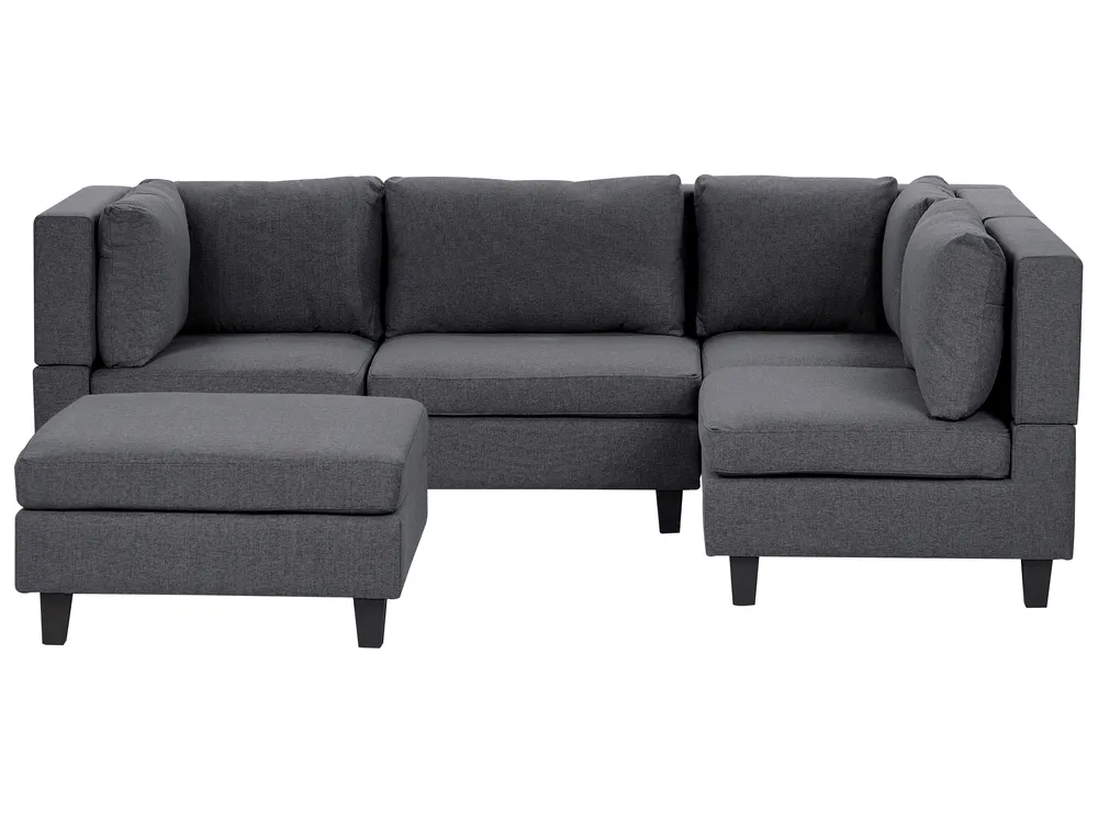 Modular Corner Sofa 4 Seater UNSTAD with Ottoman Fabric Dark Grey Left Hand