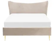 Bed Velvet CHALEIX 140 x 200 cm (EU Double) Taupe_844561