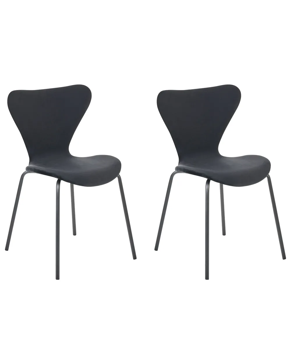 Set of 2 Dining Chairs BOONVILLE Velvet Black