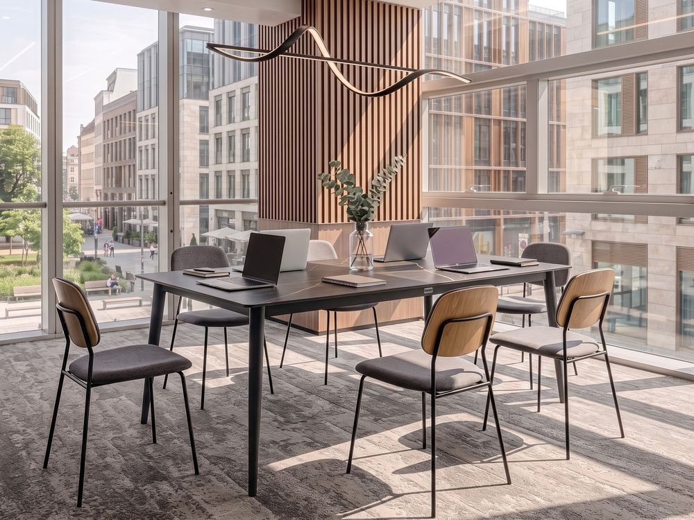 Conference Table TOLENTINO 90 cm x 180 cm Grey Marble