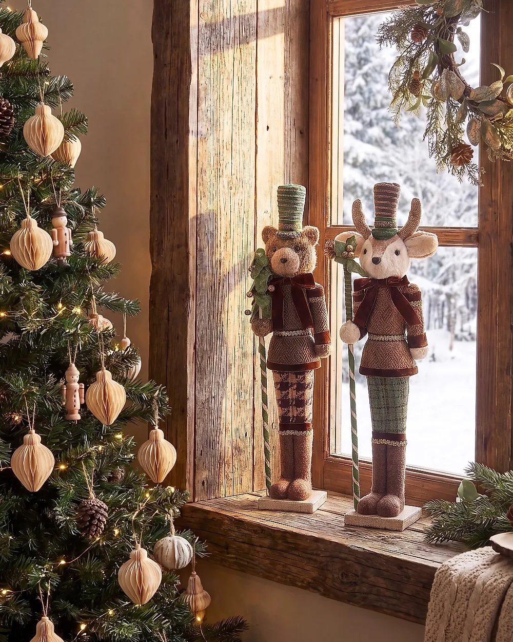 Set of 2 Figurines ALATORNIO 62/63 cm Bear Reindeer Brown_1156811
