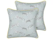 Set of 2 Decorative Cushions ARALES 45 x 45 cm Cotton Light Grey Animal Pattern_893122