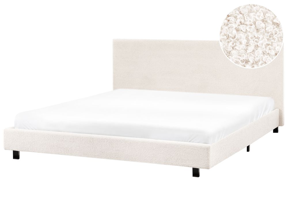 Bed Boucle ALBI 180 x 200 cm (EU Super King) Off-White