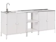 3 Piece Outdoor Kitchen Set with Sink VILAMA White Metal_974052