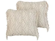 Set med 2 prydnadskuddar KIRIKKALE 45 x 45 cm Bomull Ljusbeige Geometriskt tryck_905441