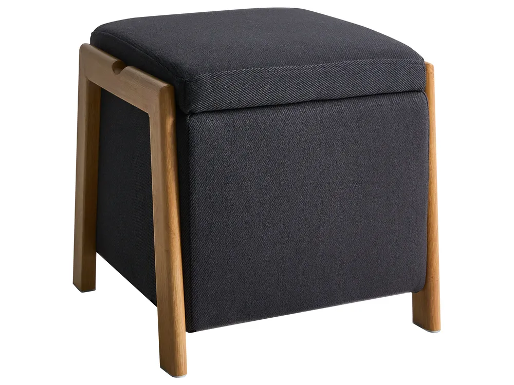 Living Room Set 3 Seater EDLAND with Pouffe Fabric Black_1041018