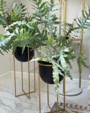 Set of 2 Elevated Plant Pots THUJA 21 cm Metal Black_990412