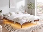 Bed with LED TOUCY 180 x 200 cm (EU Super King) Brown Ash Wood_909727