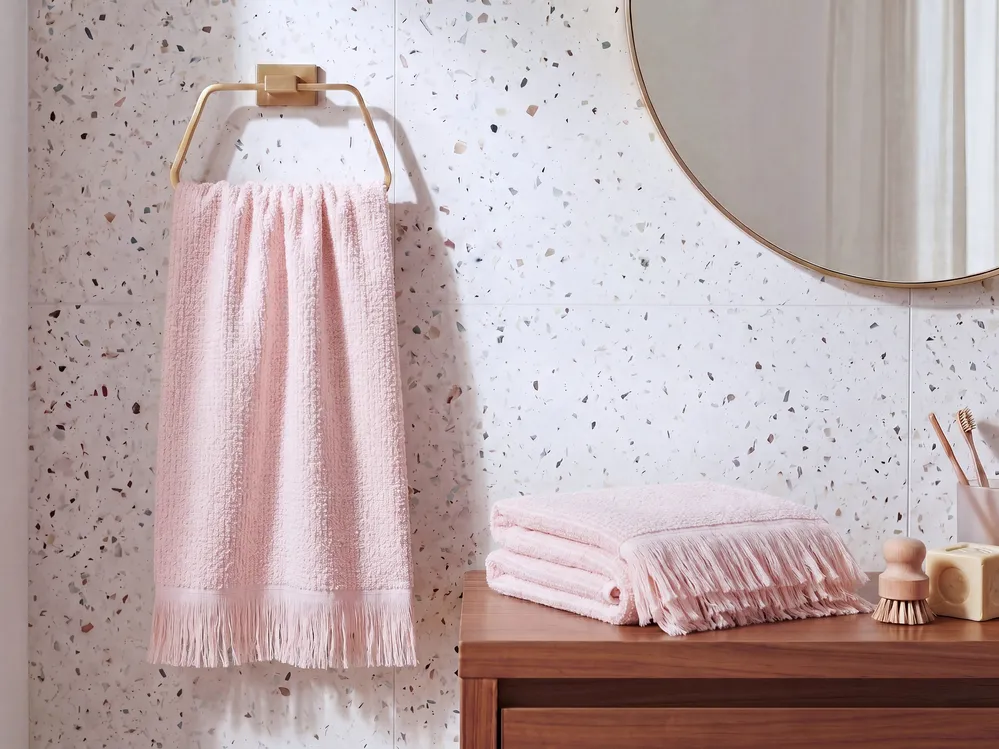 Set of 2 Towels ATIU Terry Cotton Pastel Pink