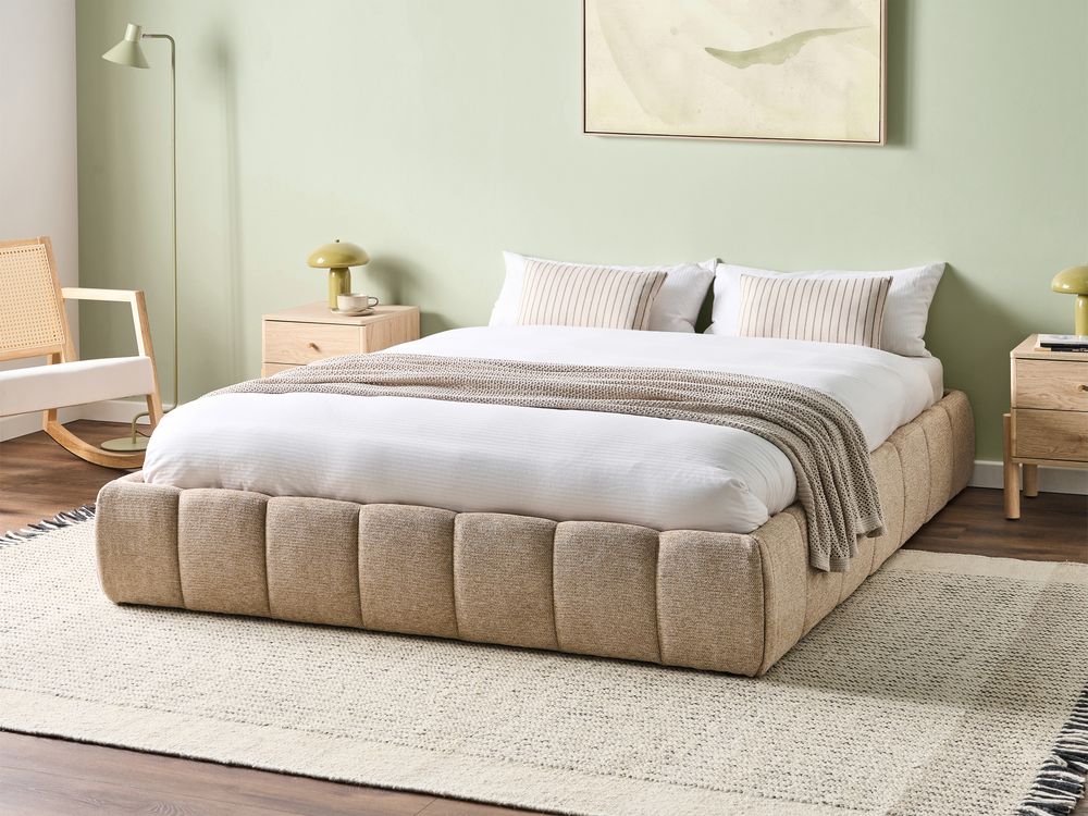 Seng med oppbevaring uten sengegavl GENAS Beige 160 x 200 cm