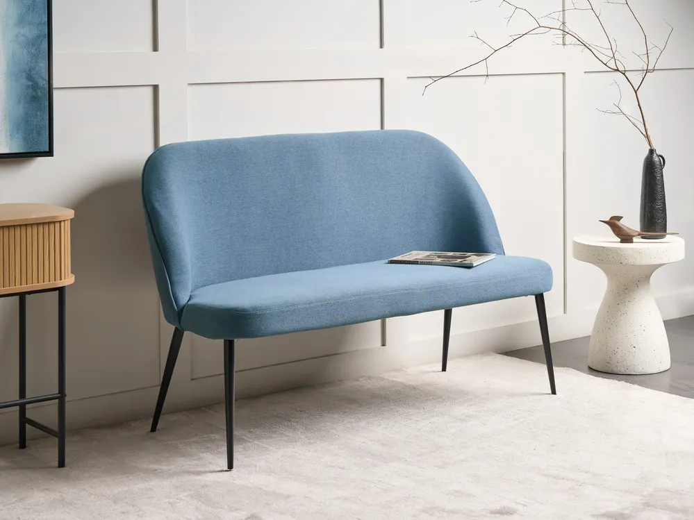 Dining Bench 2 Seater OSBY Fabric Blue