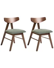 Set med 2 matstolar LACOTA Trä Brun/ Grön_1054218