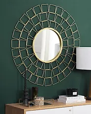 Väggspegel LABRIT 90 cm 90 cm Metall Guld_1179194