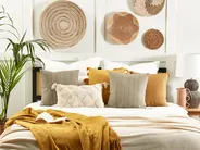 Throw Cushion SENECIO 45 x 45 cm Cotton Beige Geometric Pattern_838852