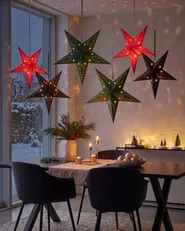 Set med 2 hängande dekorationer LED MOTTI 45 cm Stjärna Smaragdgrön_835540