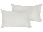 Set of 2 Decorative Cushions SASSAFRAS 30 x 45 cm Linen Off-White Solid_906651