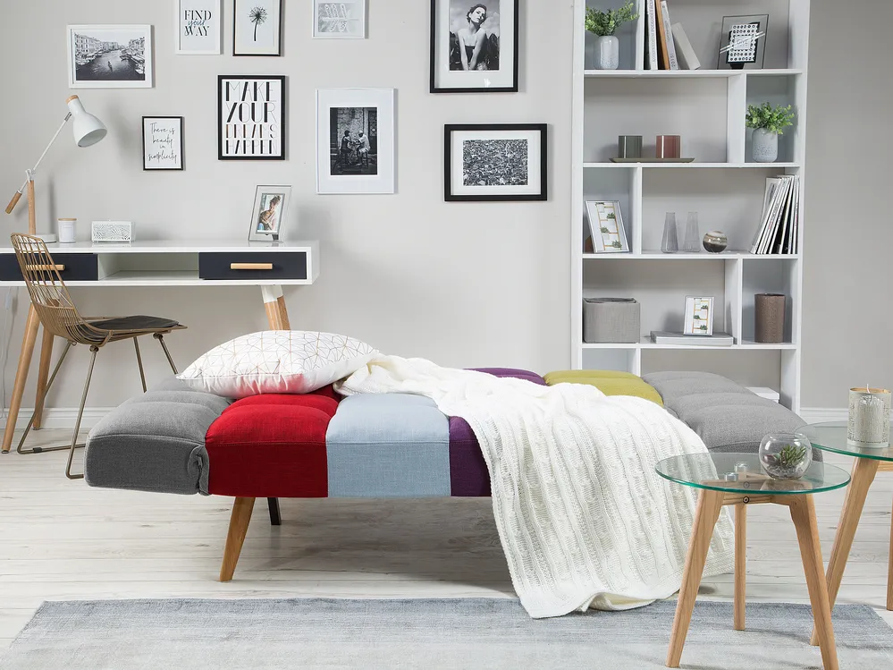 Sofa Bed 2 Seater INGARO Fabric Multicolour_711932