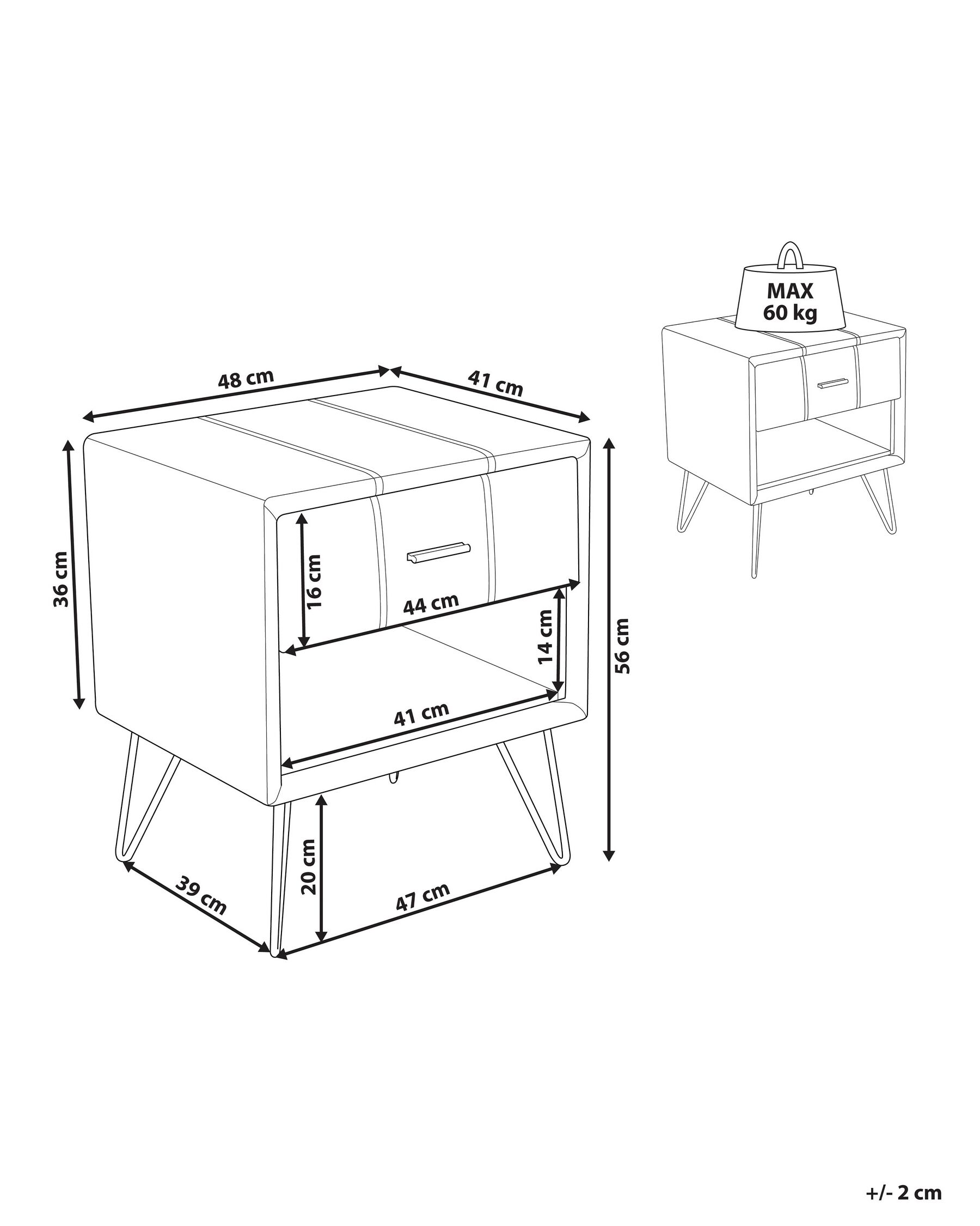1 Drawer Bedside Table BETIN Faux Leather White_817862