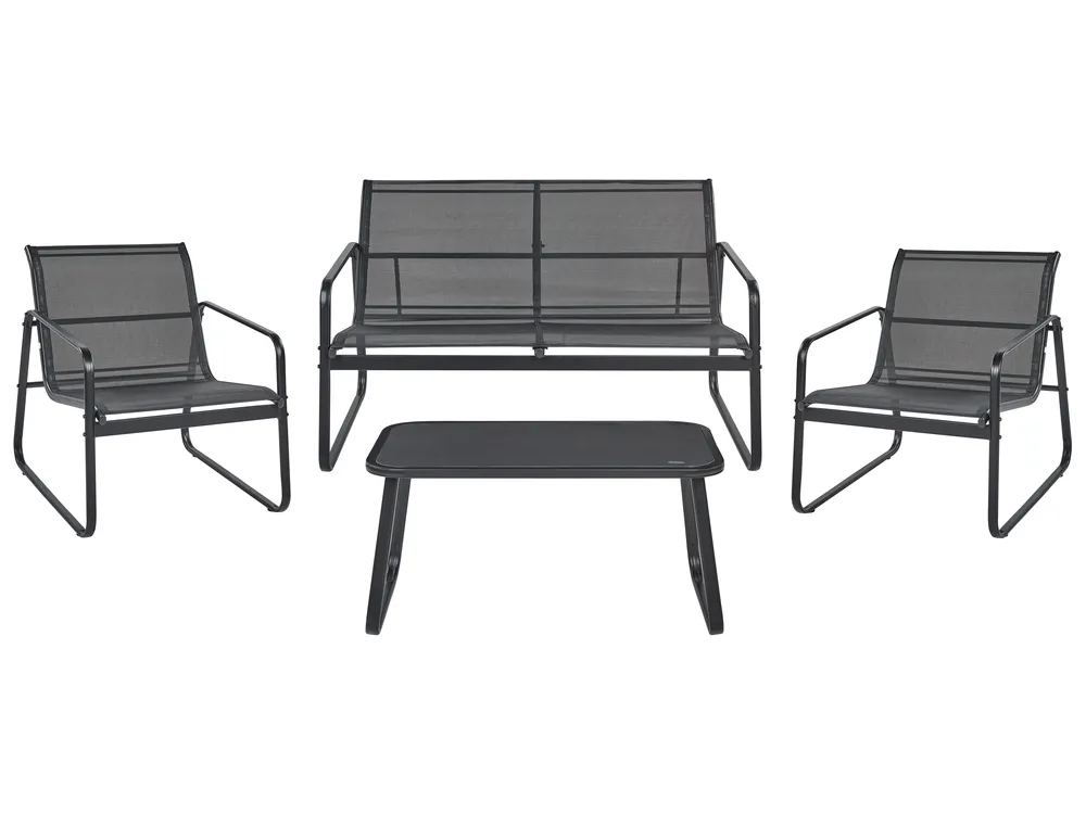Garden Lounge Set with Table 4 Seater BARREA Metal Black