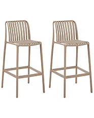 Set of 2 Bar Chairs ARICCIA Synthetic Material Light Brown_1149240