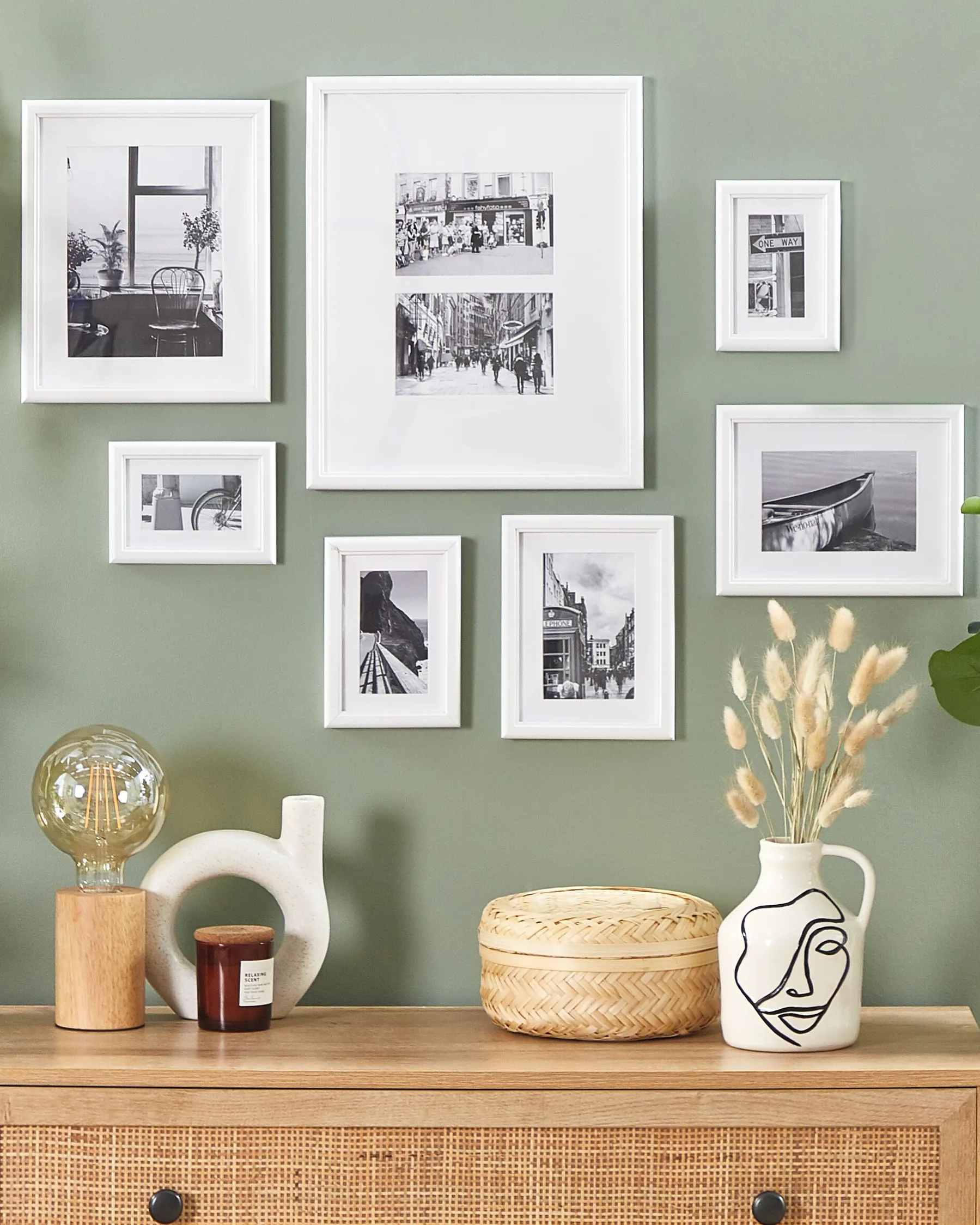 Set of 7 Photo Frames ZINARE Urban Motif White_819636