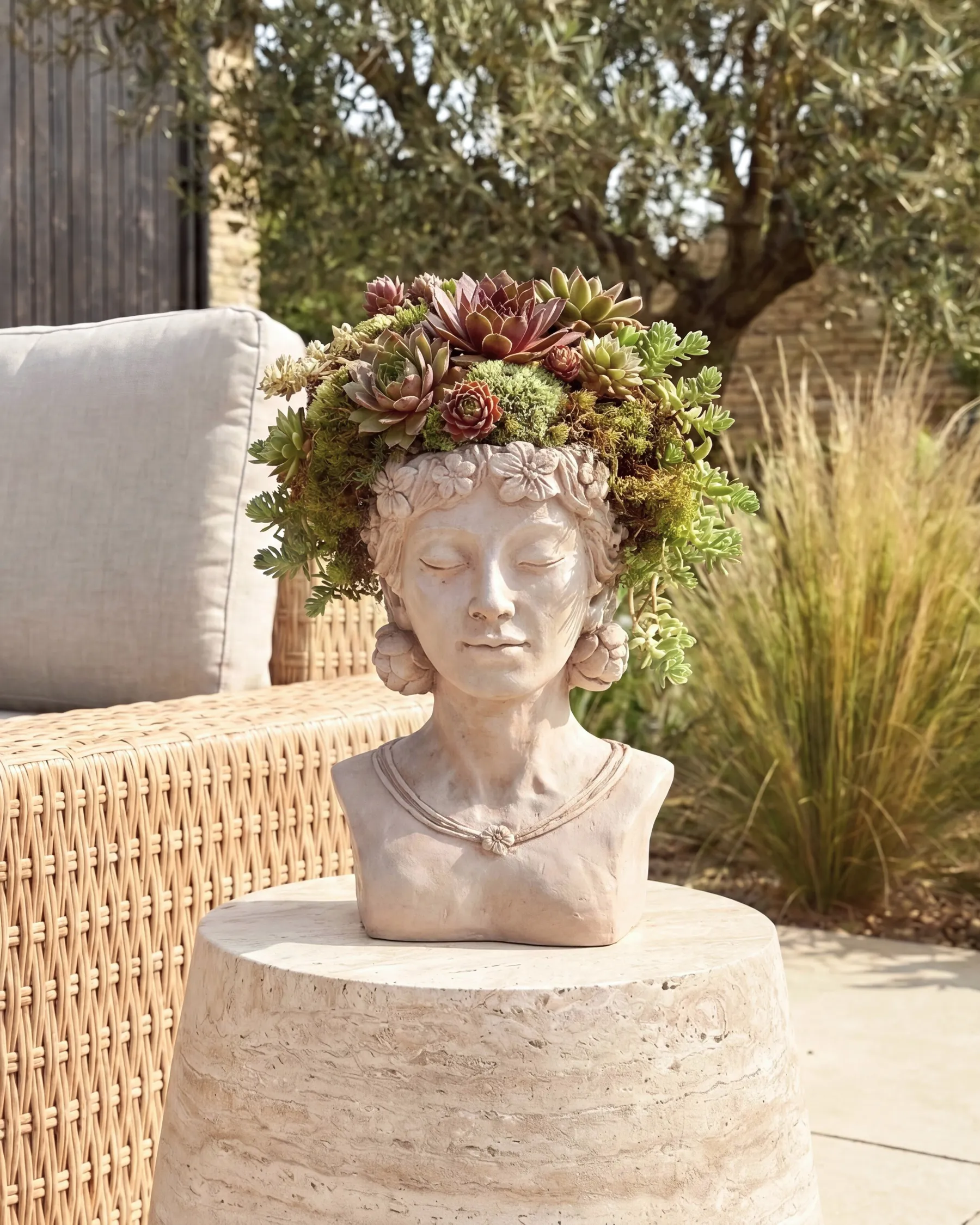 Plant Pot Bust MIRTO 30 cm Beige_1125925