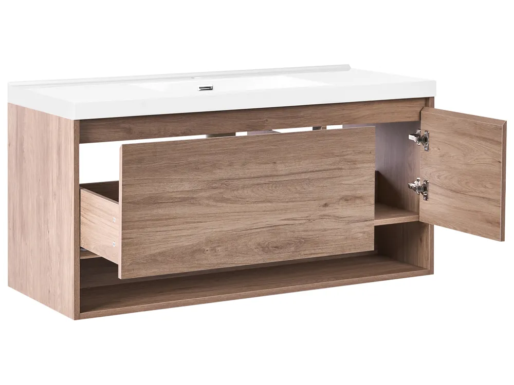 Wall Mounted Vanity Unit with Basin UMAYO Light Brown_1019843